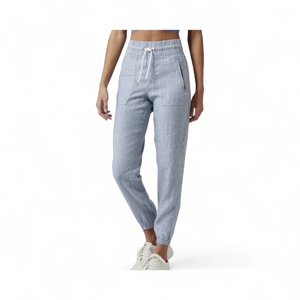 ATHLETA Cabo Linen Summer Resort Jogger Pants - Chambray Blue - 16 Tall